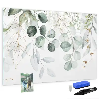 Pizarra magnética de pared con rotulador y diseño de plantas colgantes