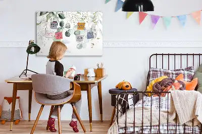 Pizarra magnética de pared con rotulador y diseño de plantas colgantes