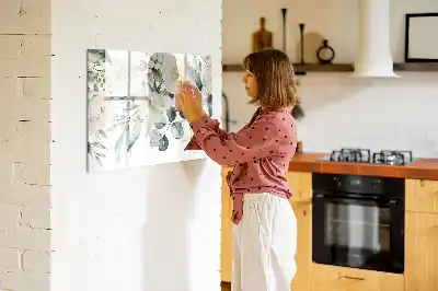 Pizarra borrable de cristal con imanes diseño flores