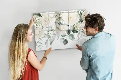 Pizarra borrable de cristal con imanes diseño flores