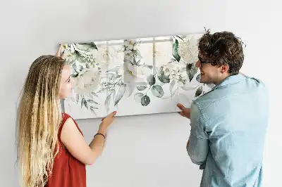 Pizarra borrable de cristal con imanes diseño flores