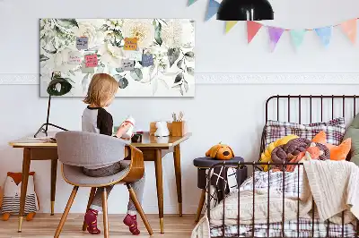 Pizarra borrable de cristal con imanes diseño flores