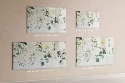 Pizarra borrable de cristal con imanes diseño flores