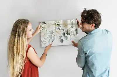 Pizarra borrable de cristal con imanes diseño flores