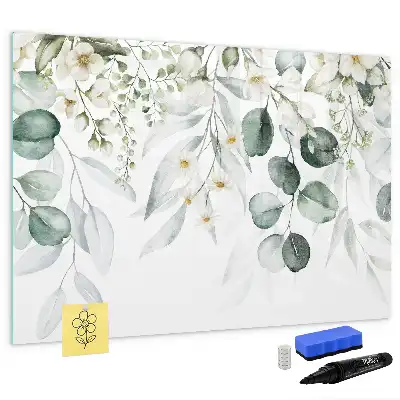 Pizarra magnética de pared con diseño de plantas de la naturaleza y rotulador incluido