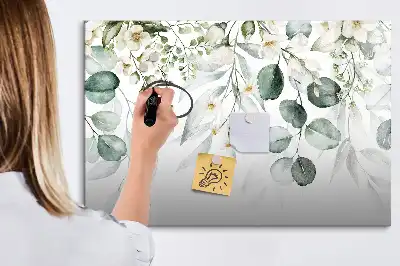 Pizarra magnética de pared con diseño de plantas de la naturaleza y rotulador incluido