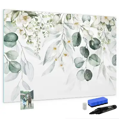 Pizarra magnética de pared con diseño de plantas de la naturaleza y rotulador incluido