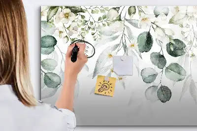 Pizarra magnética de pared con diseño de plantas de la naturaleza y rotulador incluido