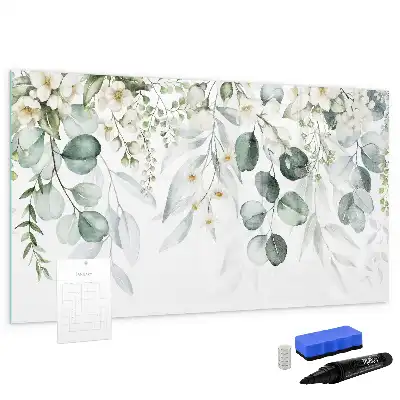 Pizarra magnética de pared con diseño de plantas de la naturaleza y rotulador incluido