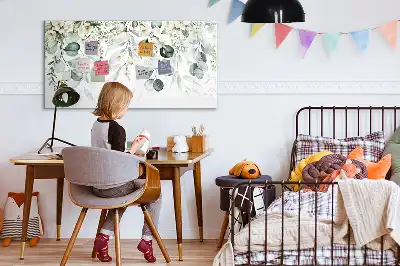 Pizarra magnética de pared con diseño de plantas de la naturaleza y rotulador incluido
