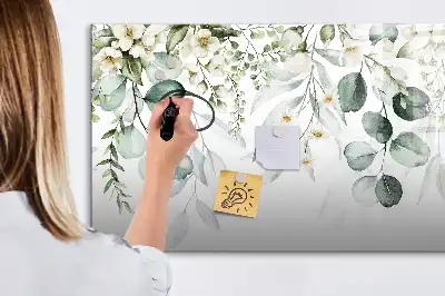 Pizarra magnética de pared con diseño de plantas de la naturaleza y rotulador incluido
