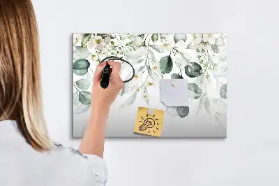 Pizarra magnética de pared con diseño de plantas de la naturaleza y rotulador incluido