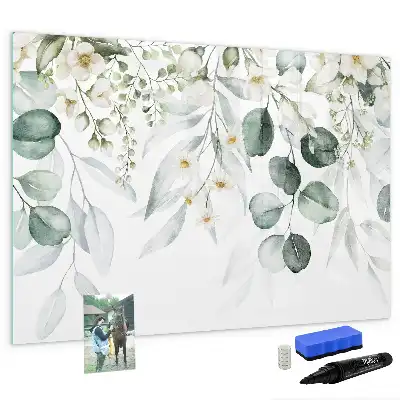 Pizarra magnética de pared con diseño de plantas de la naturaleza y rotulador incluido