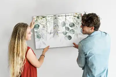 Pizarra magnética de pared con diseño de plantas de la naturaleza y rotulador incluido