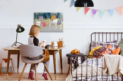 Pizarra magnética de pared con diseño de patrón decorativo y rotulador incluido