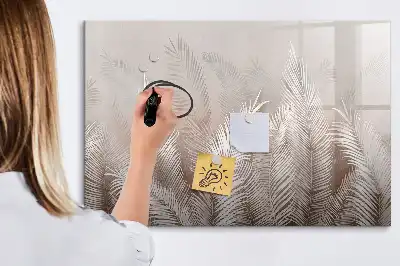 Pizarra magnética de pared con rotulador diseño de hojas exóticas