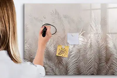 Pizarra magnética de pared con rotulador diseño de hojas exóticas