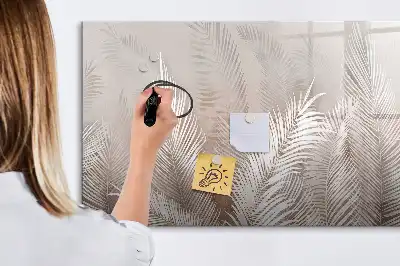 Pizarra magnética de pared con rotulador diseño de hojas exóticas