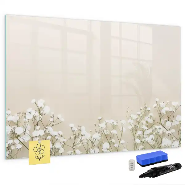 Pizarra magnética de pared con rotulador diseño de flores abiertas