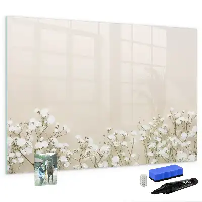 Pizarra magnética de pared con rotulador diseño de flores abiertas
