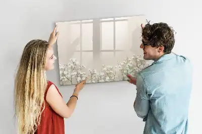Pizarra magnética de pared con rotulador diseño de flores abiertas