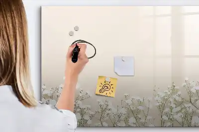 Pizarra magnética de pared con rotulador diseño de flores abiertas