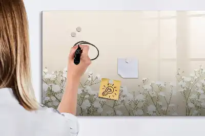 Pizarra magnética de pared con rotulador diseño de flores abiertas