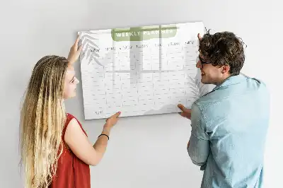 Pizarra magnética de pared con rotulador y planificador semanal