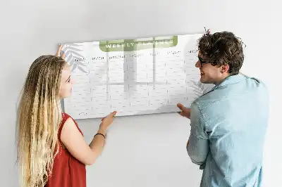 Pizarra magnética de pared con rotulador y planificador semanal