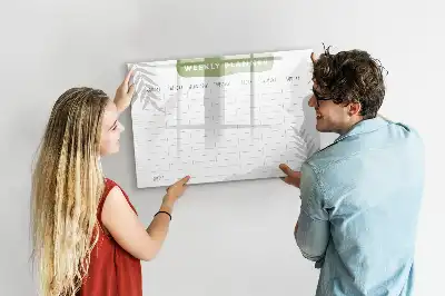 Pizarra magnética de pared con rotulador y planificador semanal