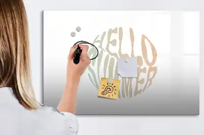 Pizarra de cristal borrable con imanes diseño hola verano