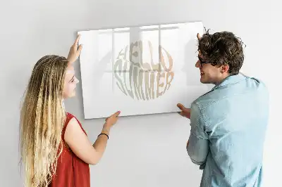 Pizarra de cristal borrable con imanes diseño hola verano