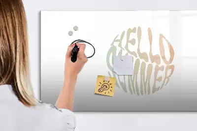 Pizarra de cristal borrable con imanes diseño hola verano