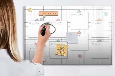 Pizarra magnética de pared con rotulador y planificador semanal