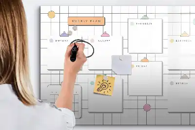 Pizarra magnética de pared con rotulador y planificador semanal