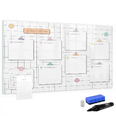 Pizarra magnética de pared con rotulador y planificador semanal