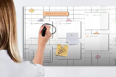 Pizarra magnética de pared con rotulador y planificador semanal