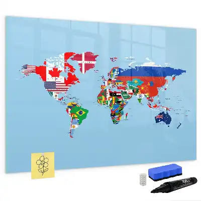 Mapa mural con banderas pizarra magnética con rotulador incluido