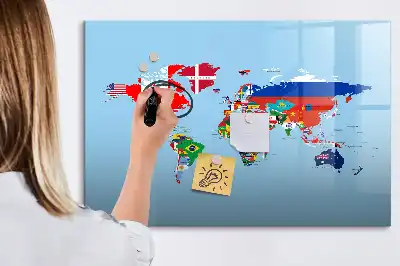 Mapa mural con banderas pizarra magnética con rotulador incluido