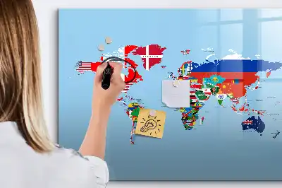 Mapa mural con banderas pizarra magnética con rotulador incluido