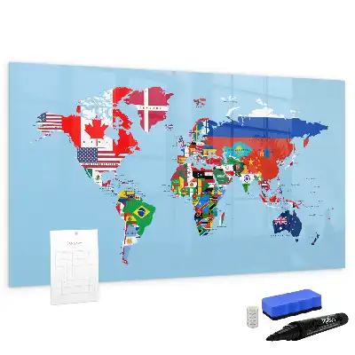 Mapa mural con banderas pizarra magnética con rotulador incluido