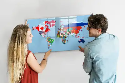 Mapa mural con banderas pizarra magnética con rotulador incluido