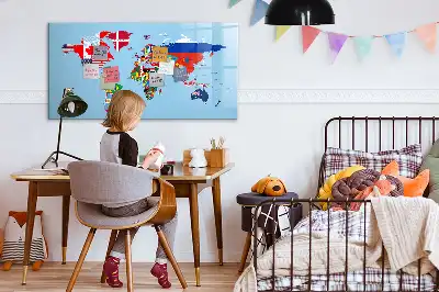 Mapa mural con banderas pizarra magnética con rotulador incluido