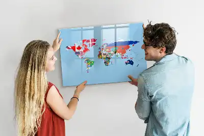 Mapa mural con banderas pizarra magnética con rotulador incluido