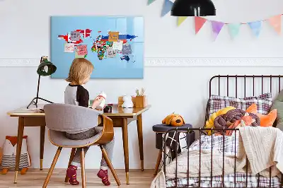 Mapa mural con banderas pizarra magnética con rotulador incluido