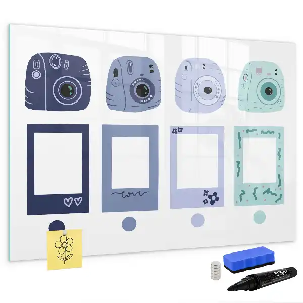Pizarra de cristal magnética borrable diseño tipo marco polaroid