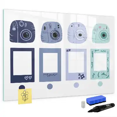 Pizarra de cristal magnética borrable diseño tipo marco polaroid