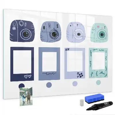 Pizarra de cristal magnética borrable diseño tipo marco polaroid