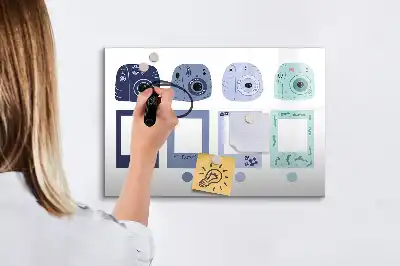Pizarra de cristal magnética borrable diseño tipo marco polaroid