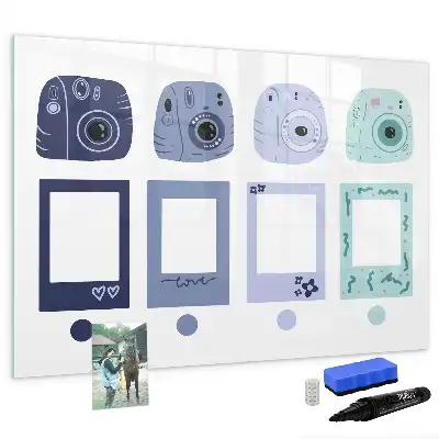 Pizarra de cristal magnética borrable diseño tipo marco polaroid